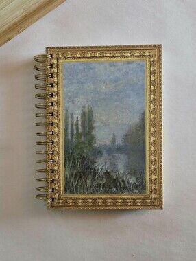 Punch Studio Gold Frame Trees Painting Medium Spiral Hardcover Ruled Notebook